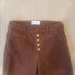 GAP Tan Button-Fly Corduroy Cropped Trousers Wide Leg